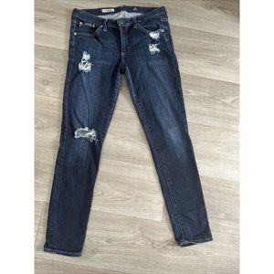AG Adriano Goldschmied Jeans Womens 30R Blue The Stilt Cigarette Leg Distressed